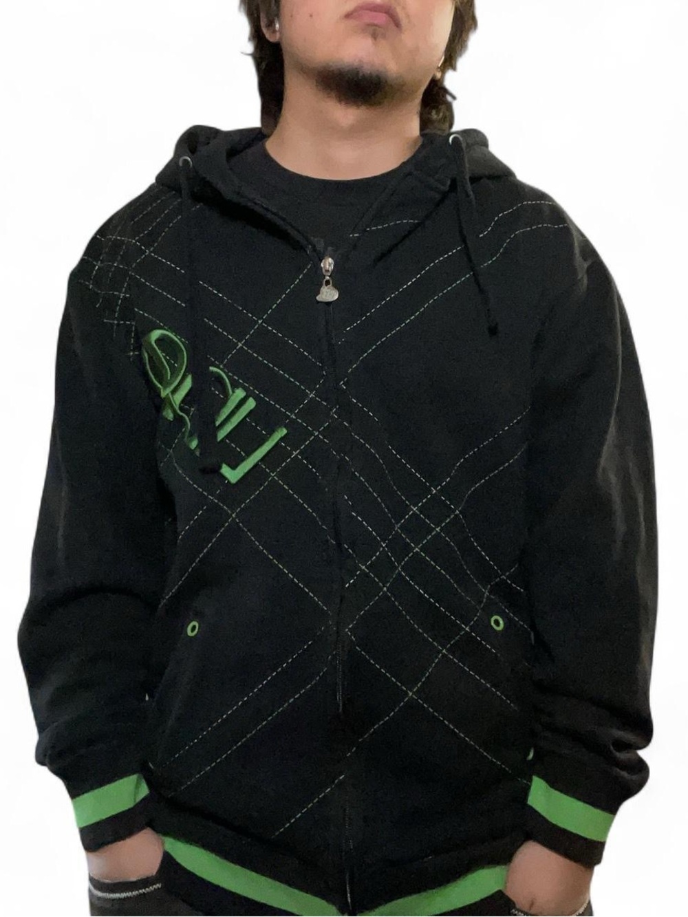 Vintage Line Influence‎ Full-Zip Hoodie Black/Green Small